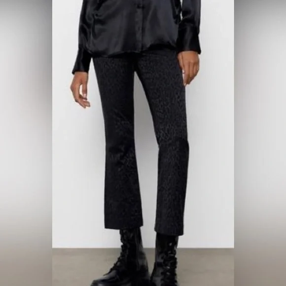 Zara pants mini flare leopard cheetah printed crop pants - Picture 1 of 7